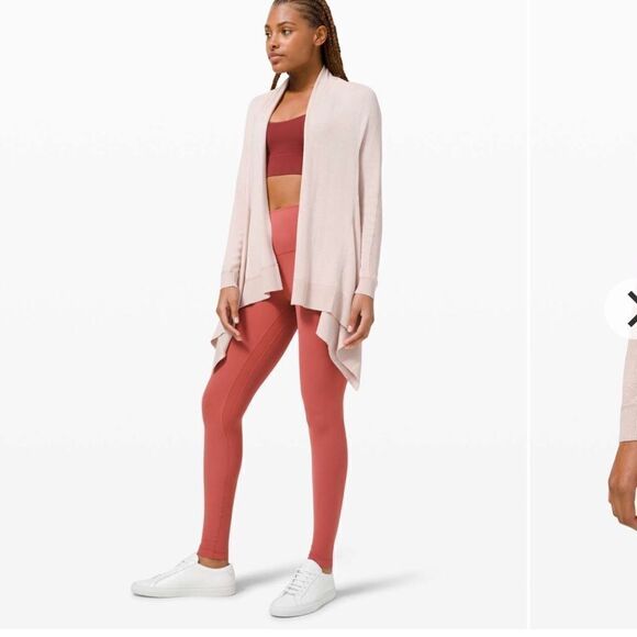 NWT New LULULEMON Cashlu Knit Wrap Sweater Pink Bliss (PBLS) M L - Picture 2 of 5